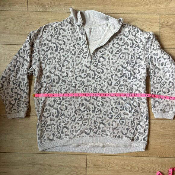 aerie half zip light gray leopard sweatshirt pullover extra small - Picture 5 of 6